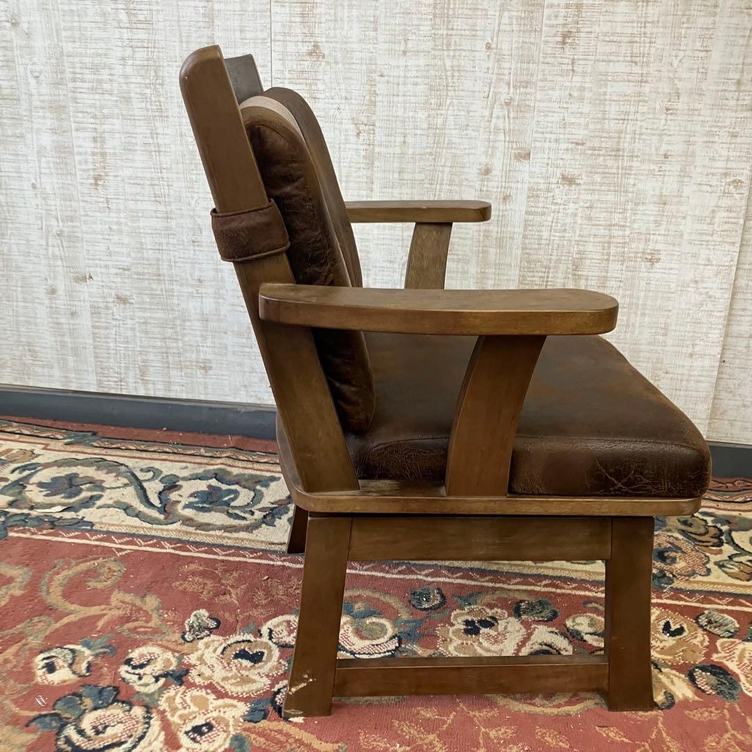 ① 北欧レトロ 上久商店 大川家具 ノゾミ 回転式 天然木製椅子 アームチェア