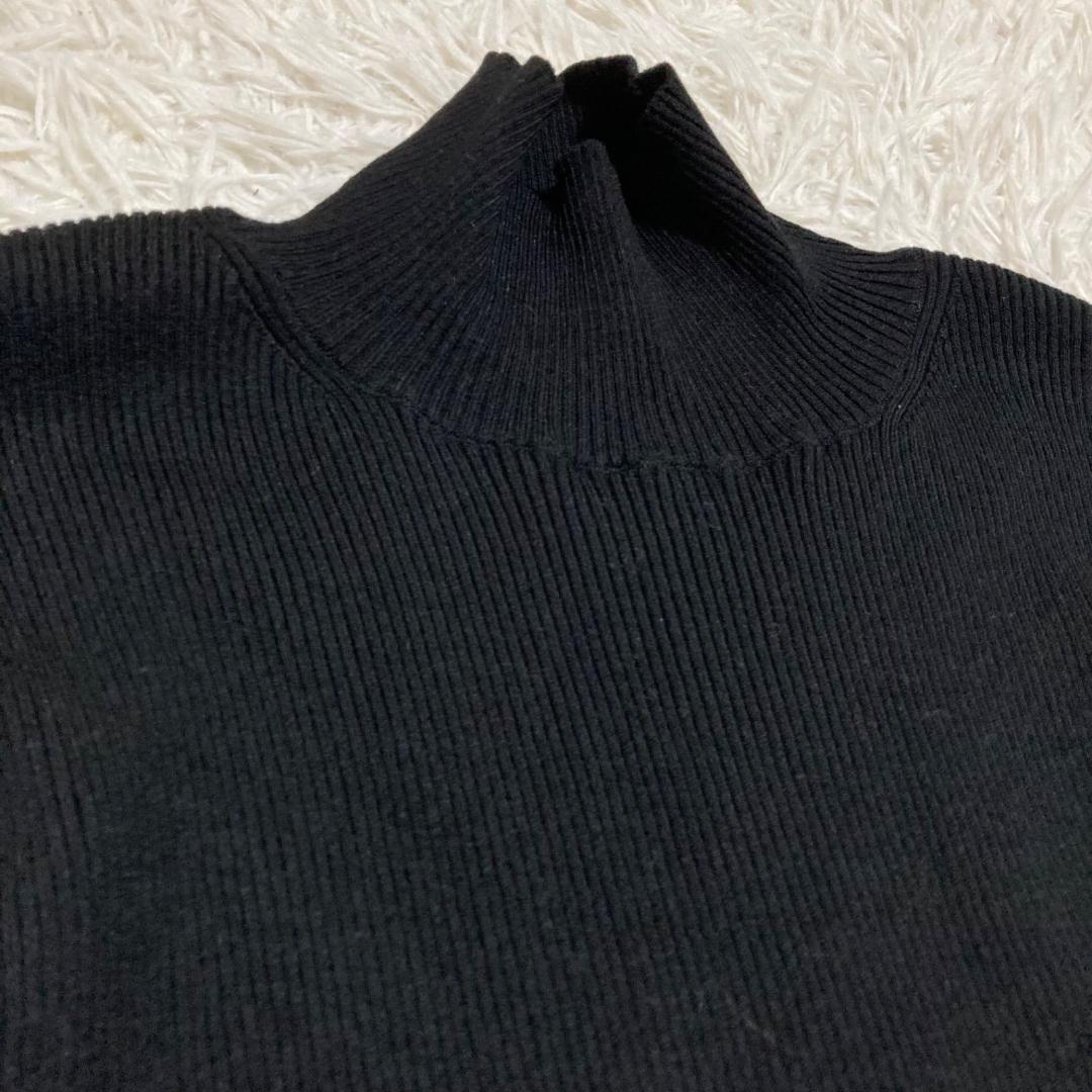美品✨アディアム 23年 ハイネック リブ ニット チュニック 長袖 ブラック