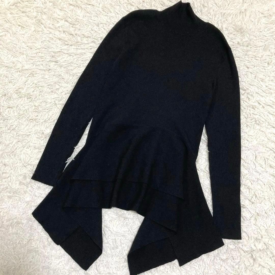 美品✨アディアム 23年 ハイネック リブ ニット チュニック 長袖 ブラック