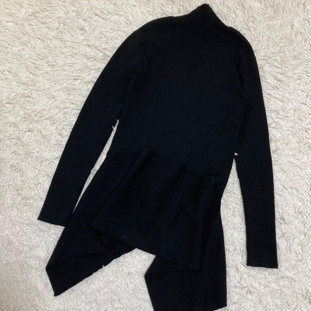 美品✨アディアム 23年 ハイネック リブ ニット チュニック 長袖 ブラック