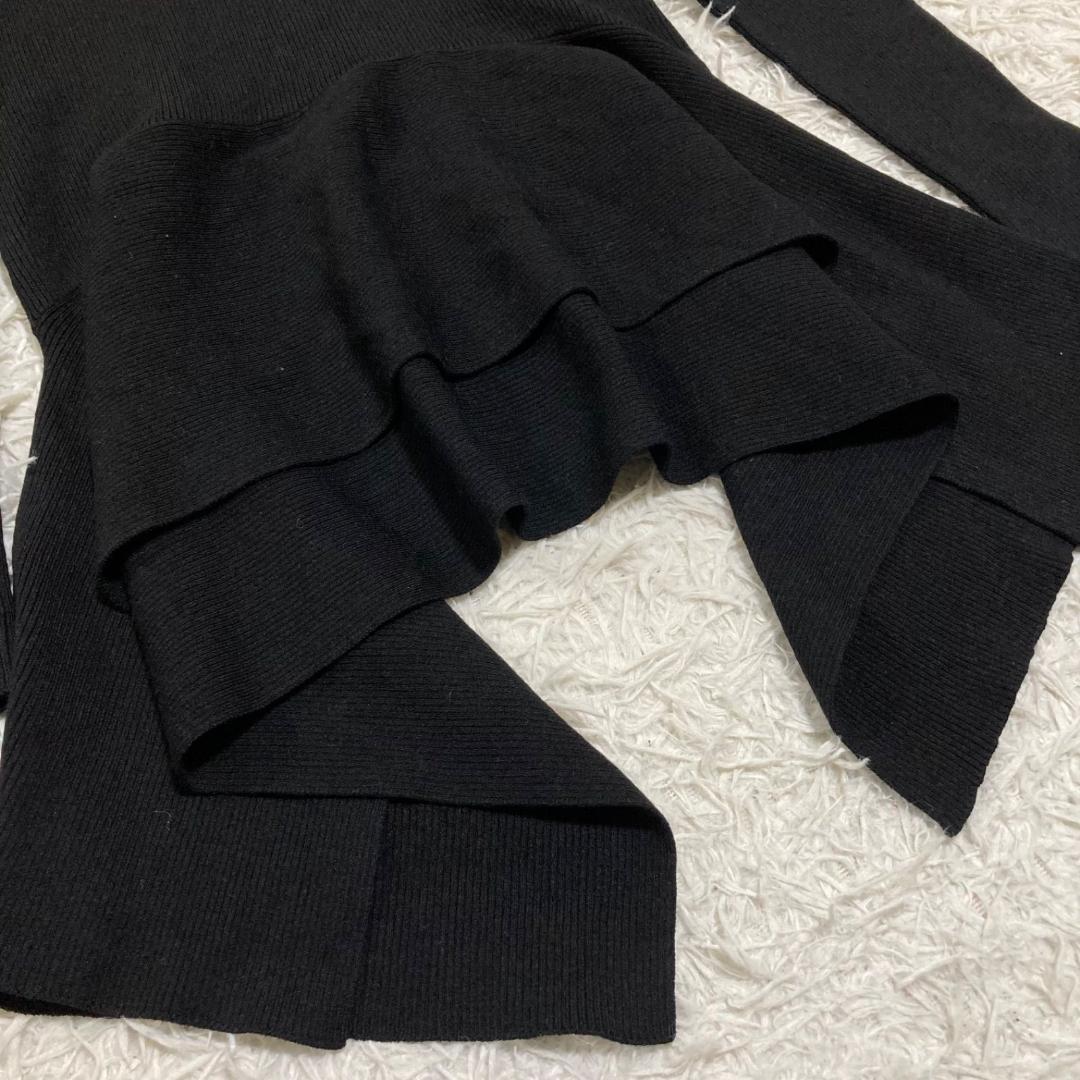 美品✨アディアム 23年 ハイネック リブ ニット チュニック 長袖 ブラック