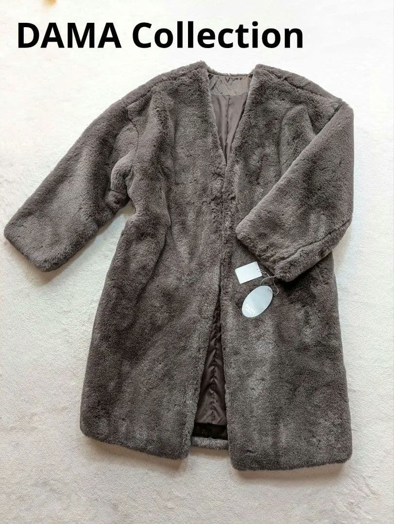 激安 新品 DAMA Collection ファー ロングコート L