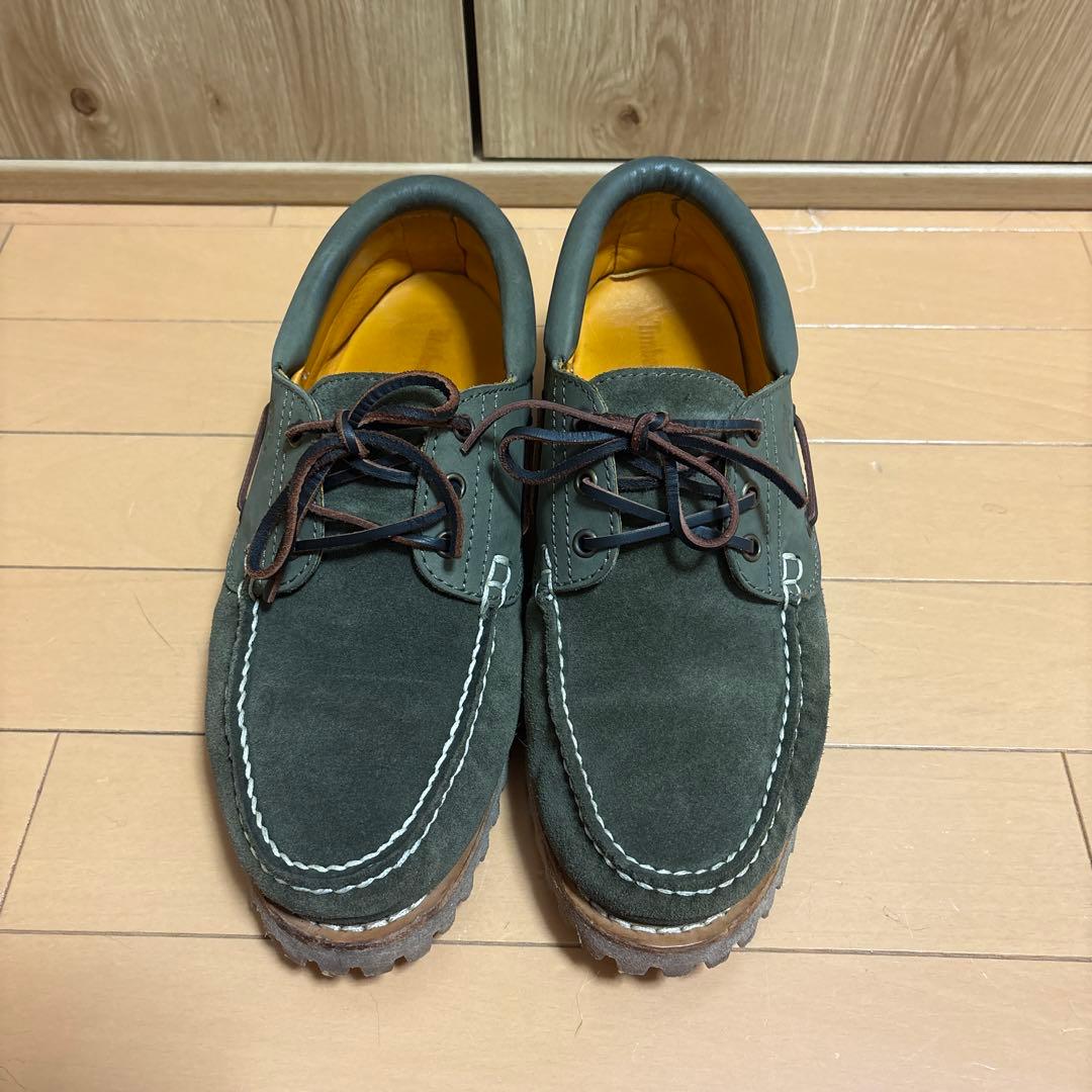 Timberland 3eyeグリーンスウェードデッキシューズ