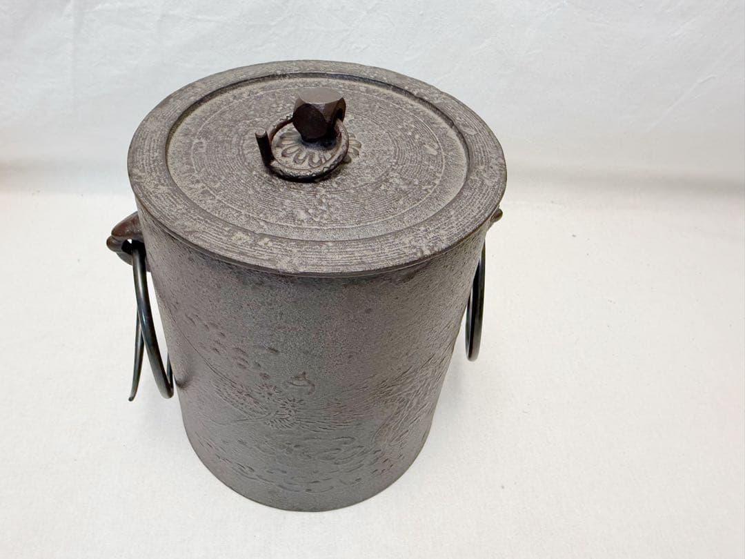 ほぼ未使用 茶道具 人間国宝 釜師 高橋敬典造 雲龍釜 釜印 共布 共箱