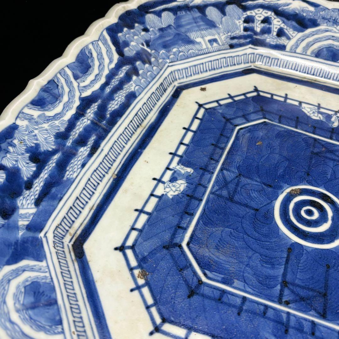 ★時代 陶磁器 江戸期！古伊万里 染付！図変わり 底銘(乾) 大皿1点★