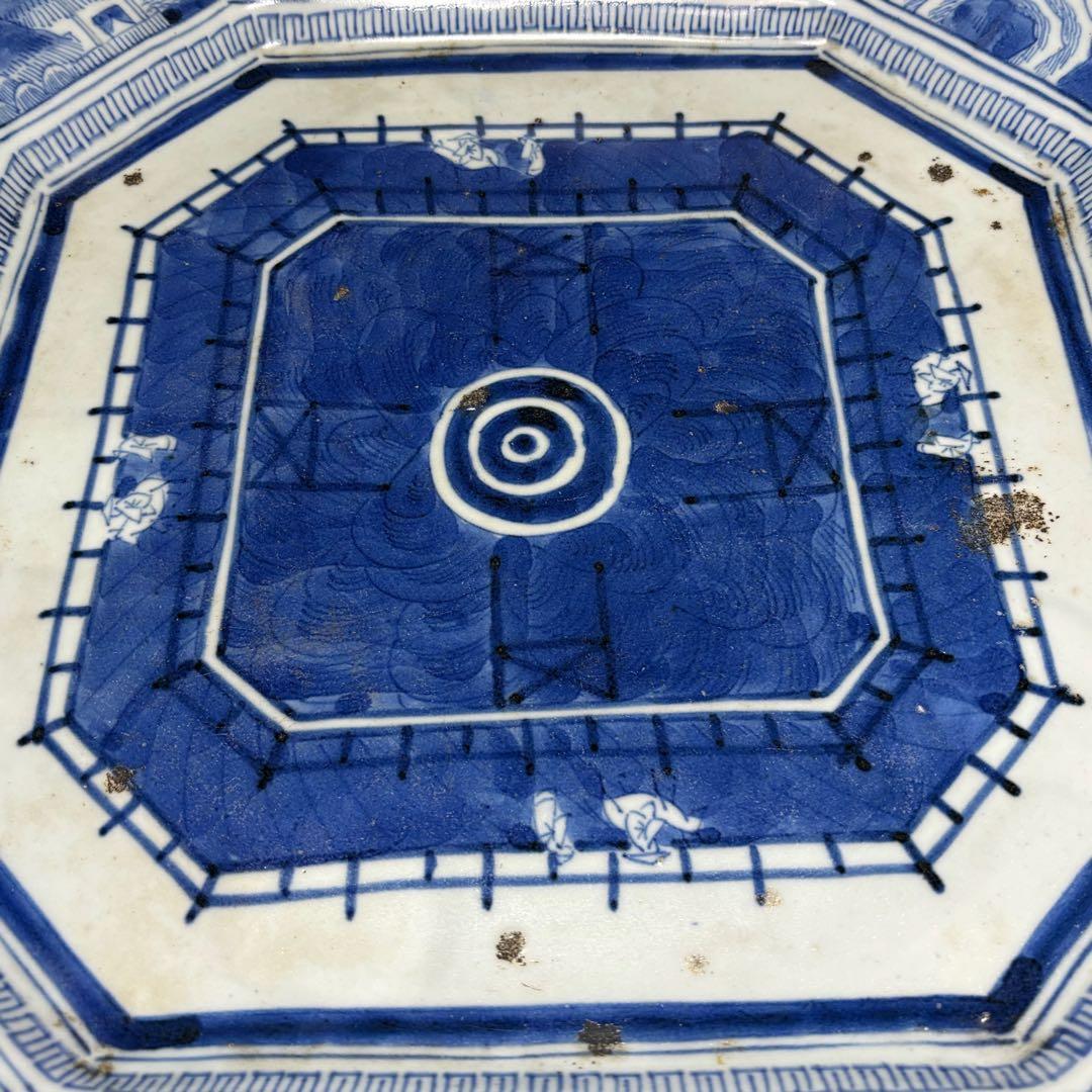 ★時代 陶磁器 江戸期！古伊万里 染付！図変わり 底銘(乾) 大皿1点★