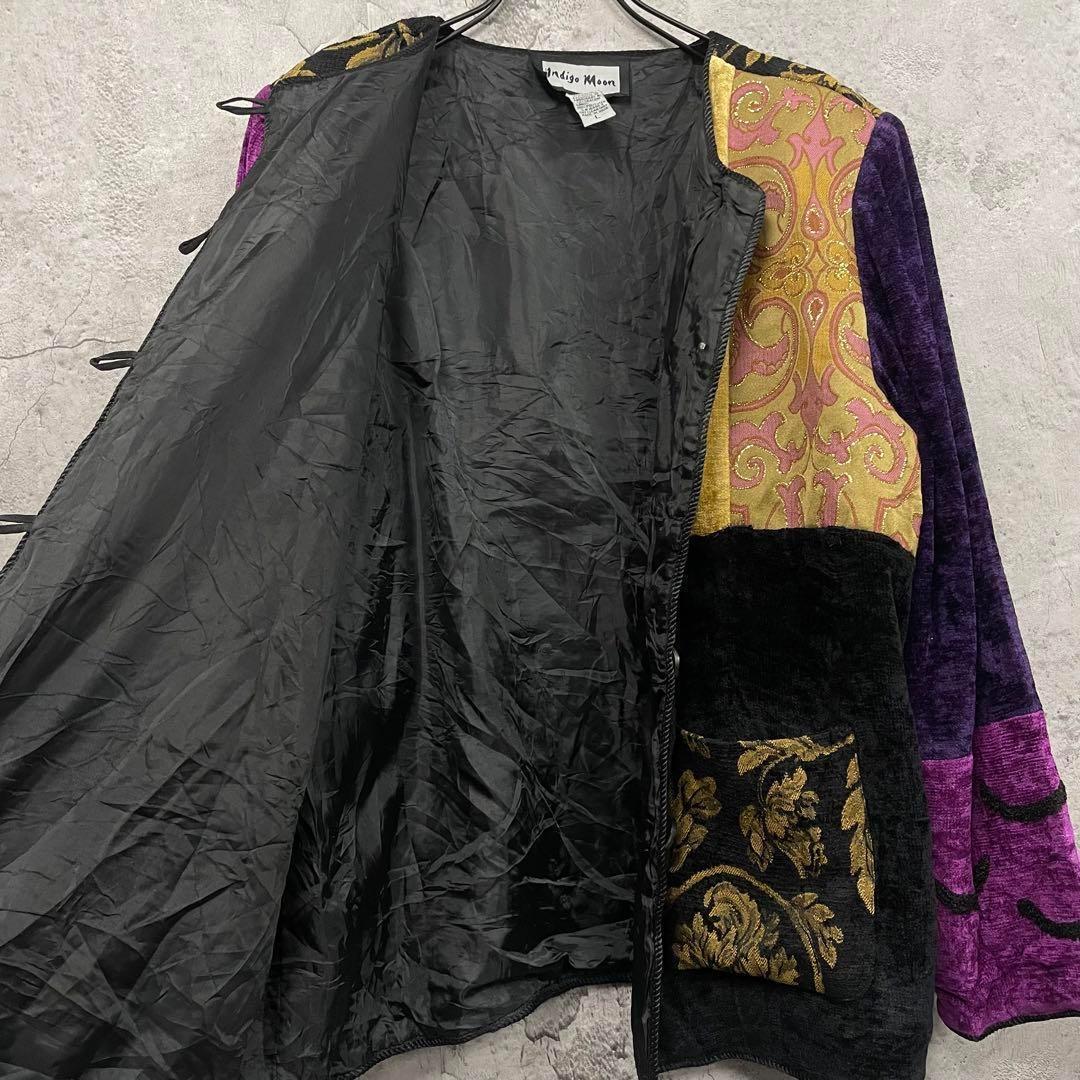 US古着◆刺繍 ゴブラン ベロア 装飾 ジャケット メンズL程