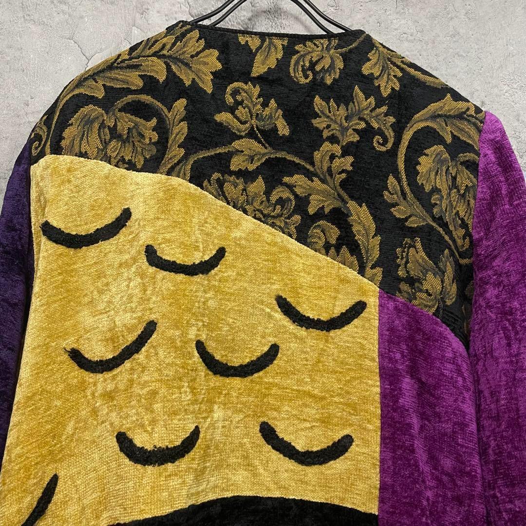 US古着◆刺繍 ゴブラン ベロア 装飾 ジャケット メンズL程