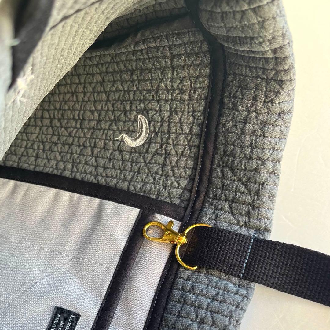 ぺいん様　ヌビ　刺繍月星/ダークグレー　レッスンバック　上履き入れ　体操着袋