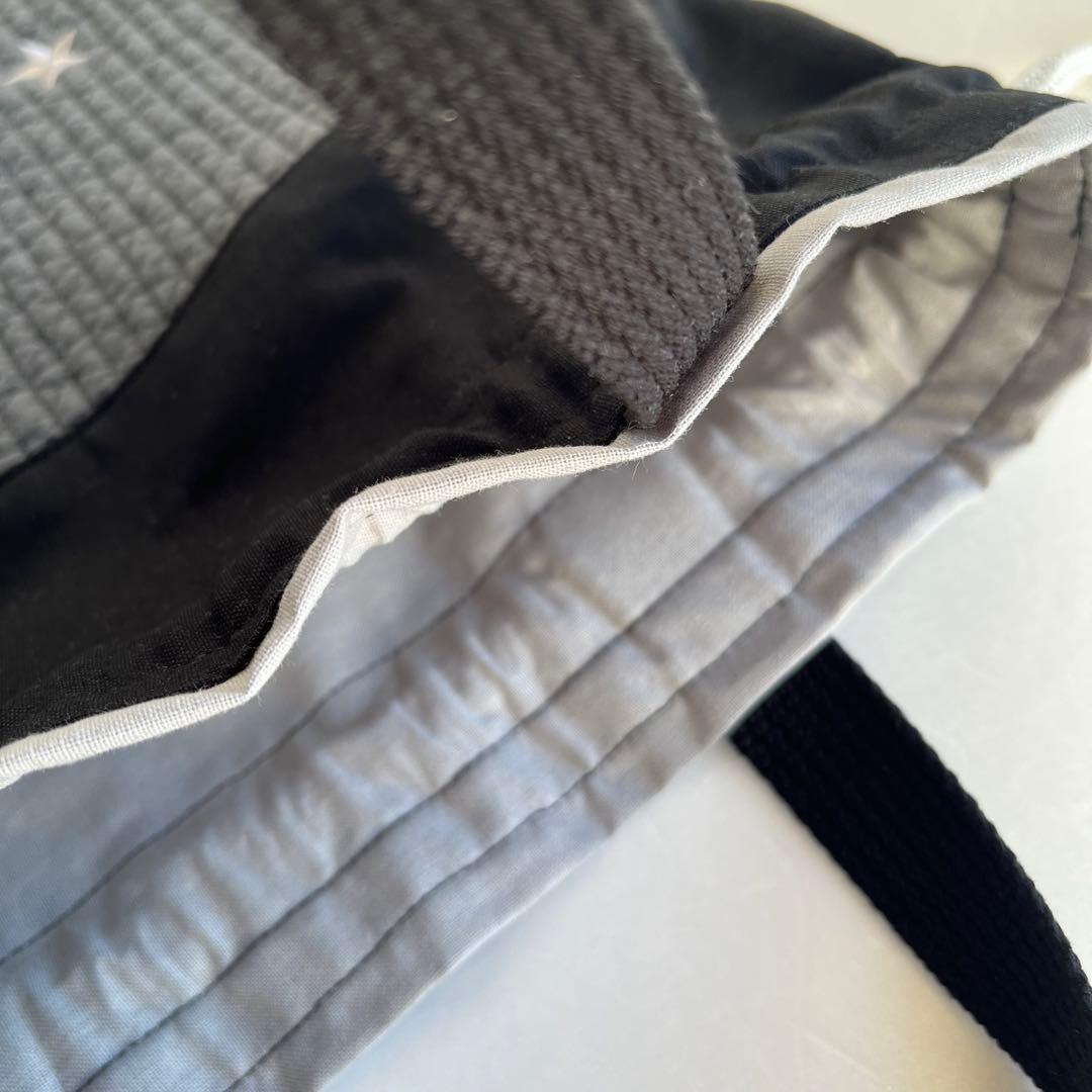 ぺいん様　ヌビ　刺繍月星/ダークグレー　レッスンバック　上履き入れ　体操着袋