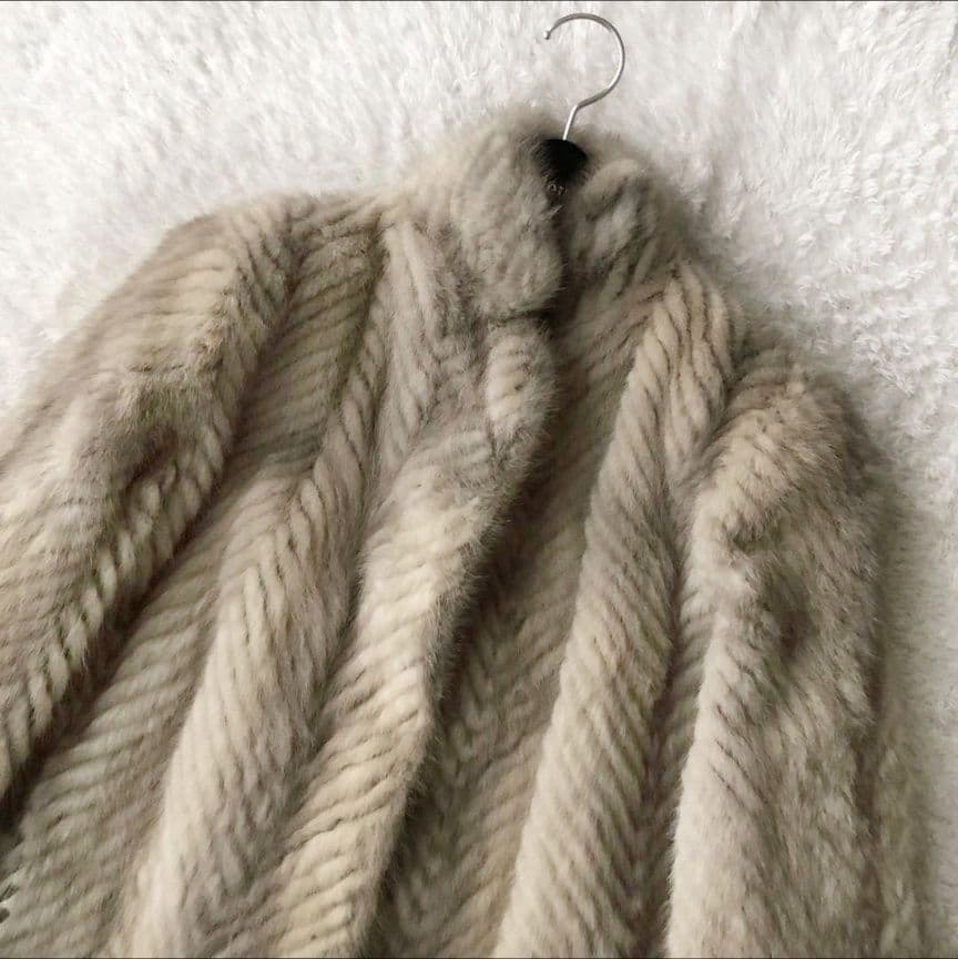 毛皮コート ファーコート リアル ミンク ホワイトシルバー ライトグレー M