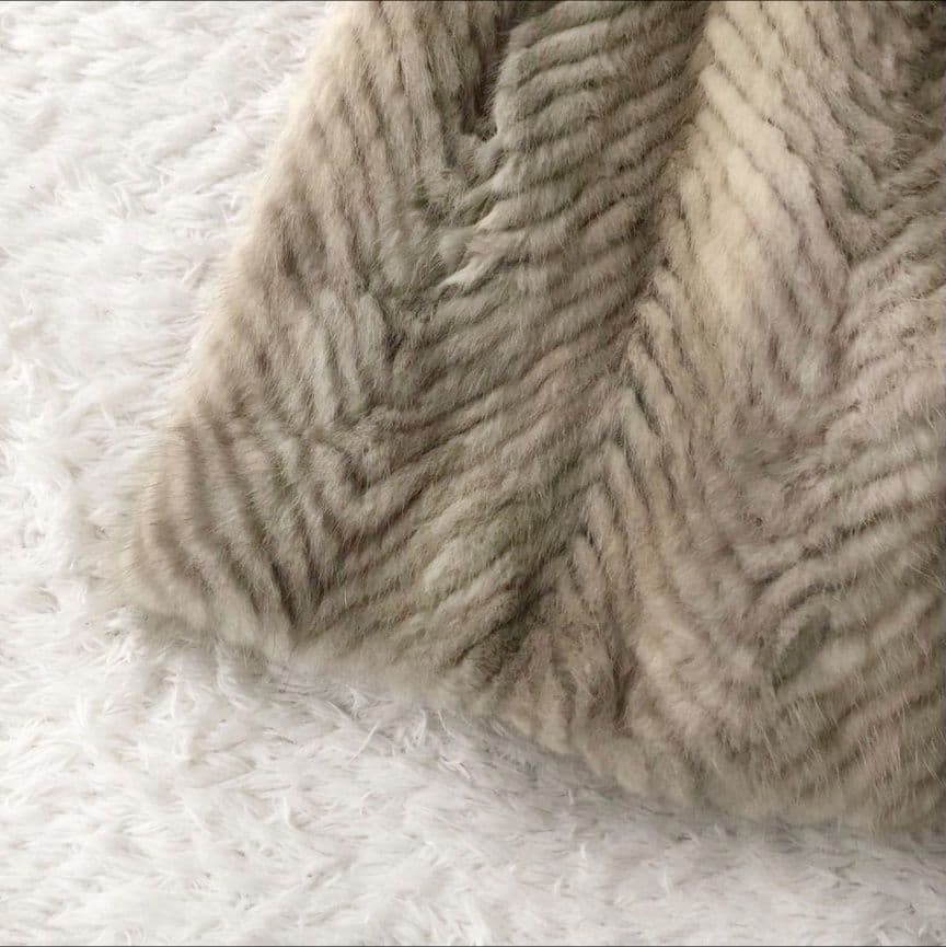 毛皮コート ファーコート リアル ミンク ホワイトシルバー ライトグレー M