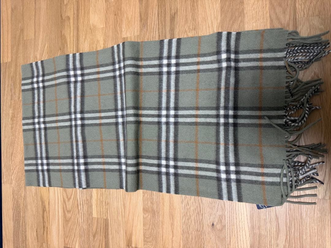 【新品】Burberrys メンズ カシミヤマフラー カシミヤ100% グリーン