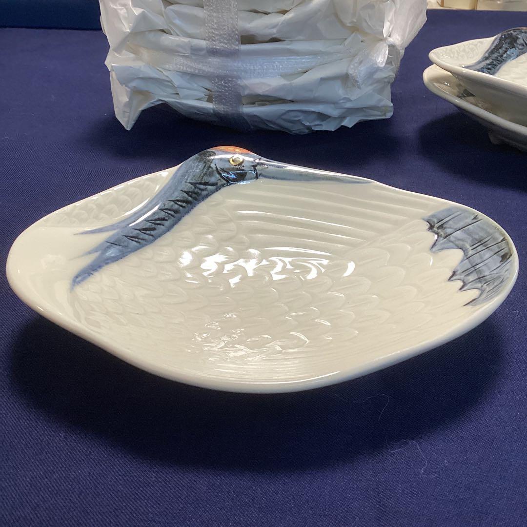 永楽写巣篭もり鶴向付5客　　　新品未使用