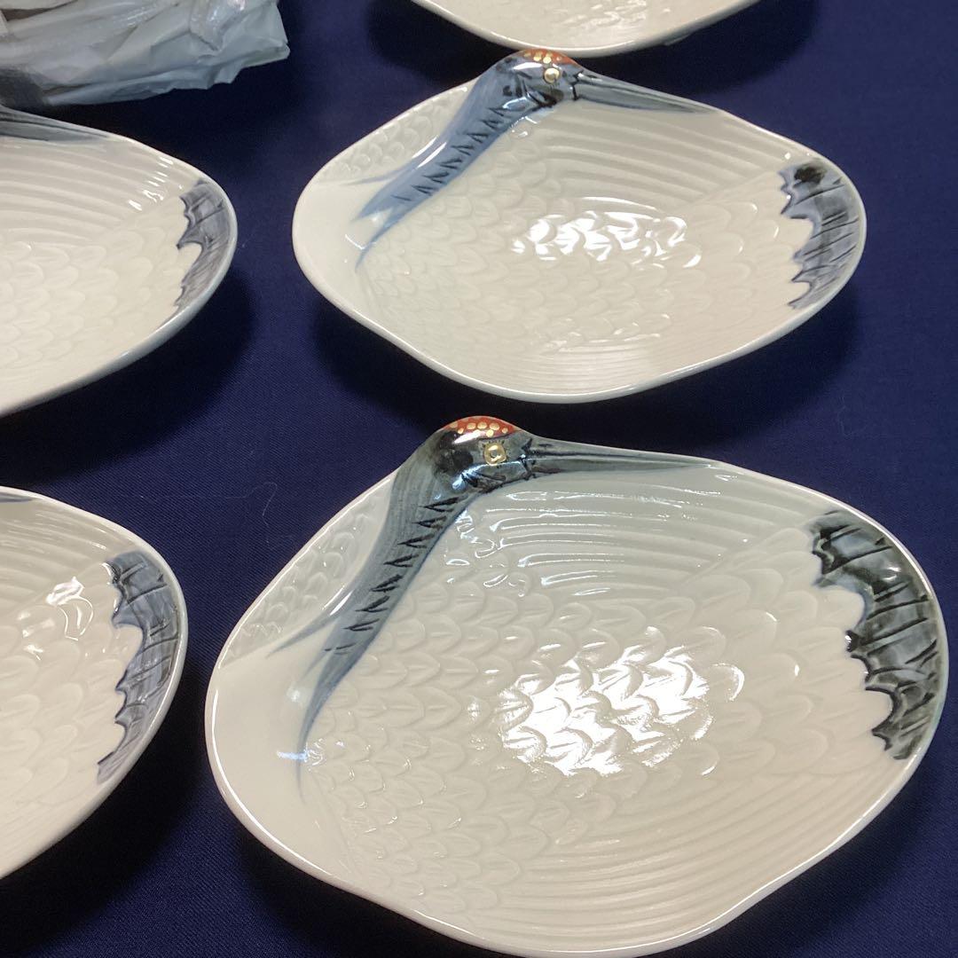 永楽写巣篭もり鶴向付5客　　　新品未使用