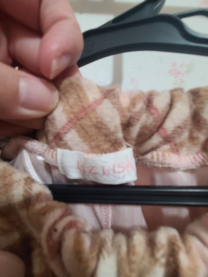 ⑦LIZLISA 起毛チェック コットンレースフリルスカパン 姫カジ ピンク