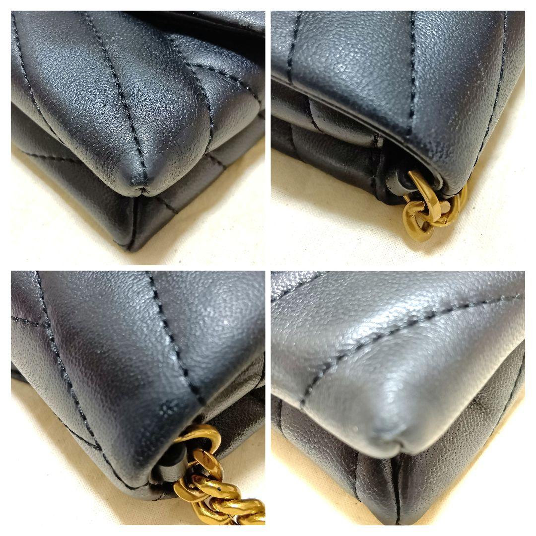 トリーバーチ　ショルダーバッグ　ショルダーウォレット　黒　レザー　キルティング