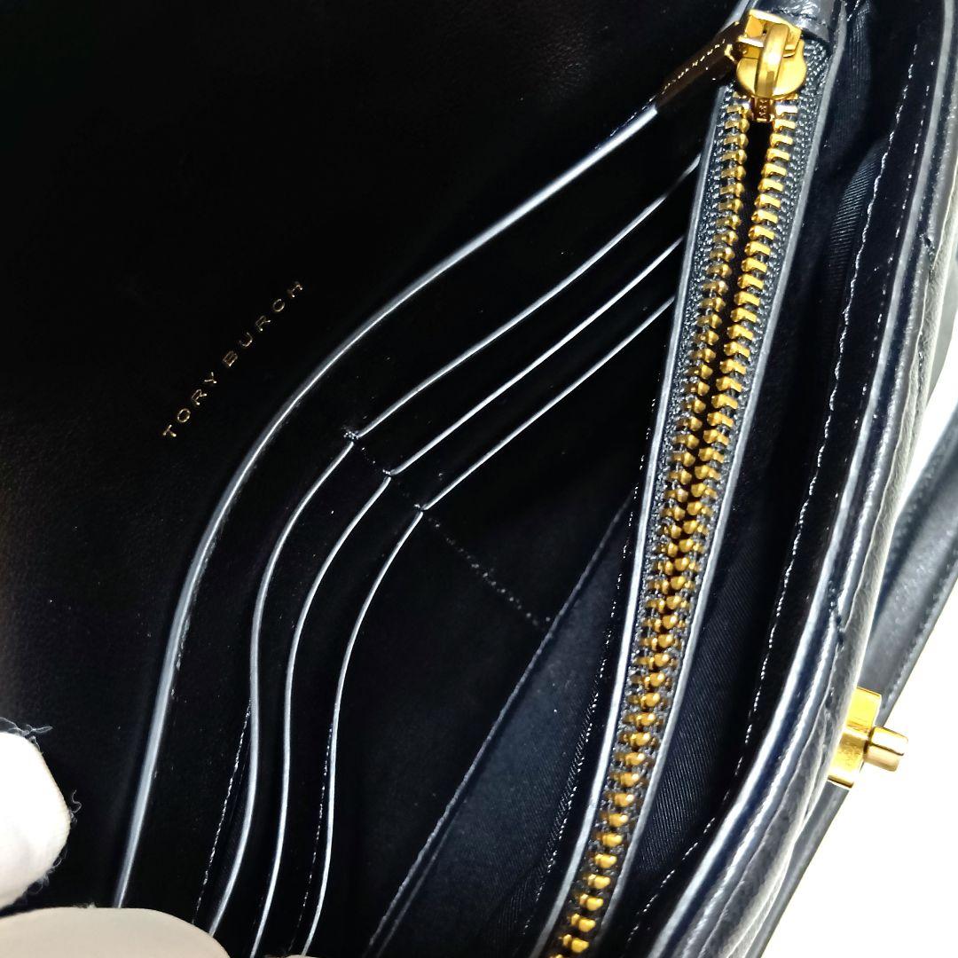 トリーバーチ　ショルダーバッグ　ショルダーウォレット　黒　レザー　キルティング