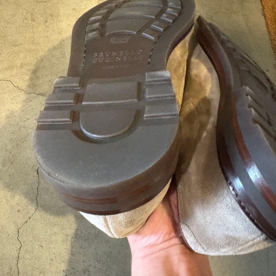 ブルネロクチネリ ベージュスエード ドレスシューズ　42