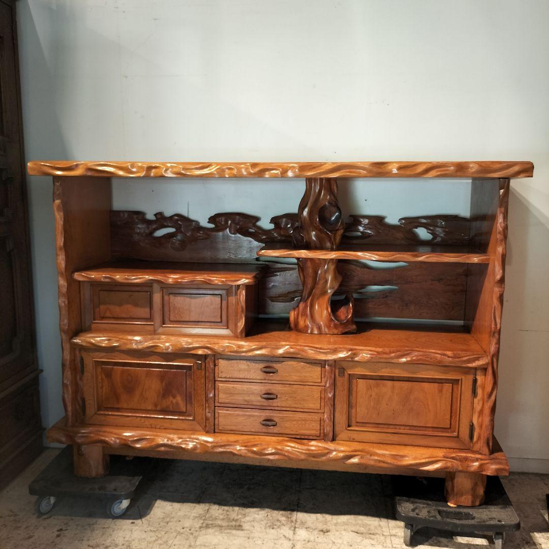 M●WS東名 希少 和ヴィンテージ 屋久杉 茶棚 飾り棚 サイドボード