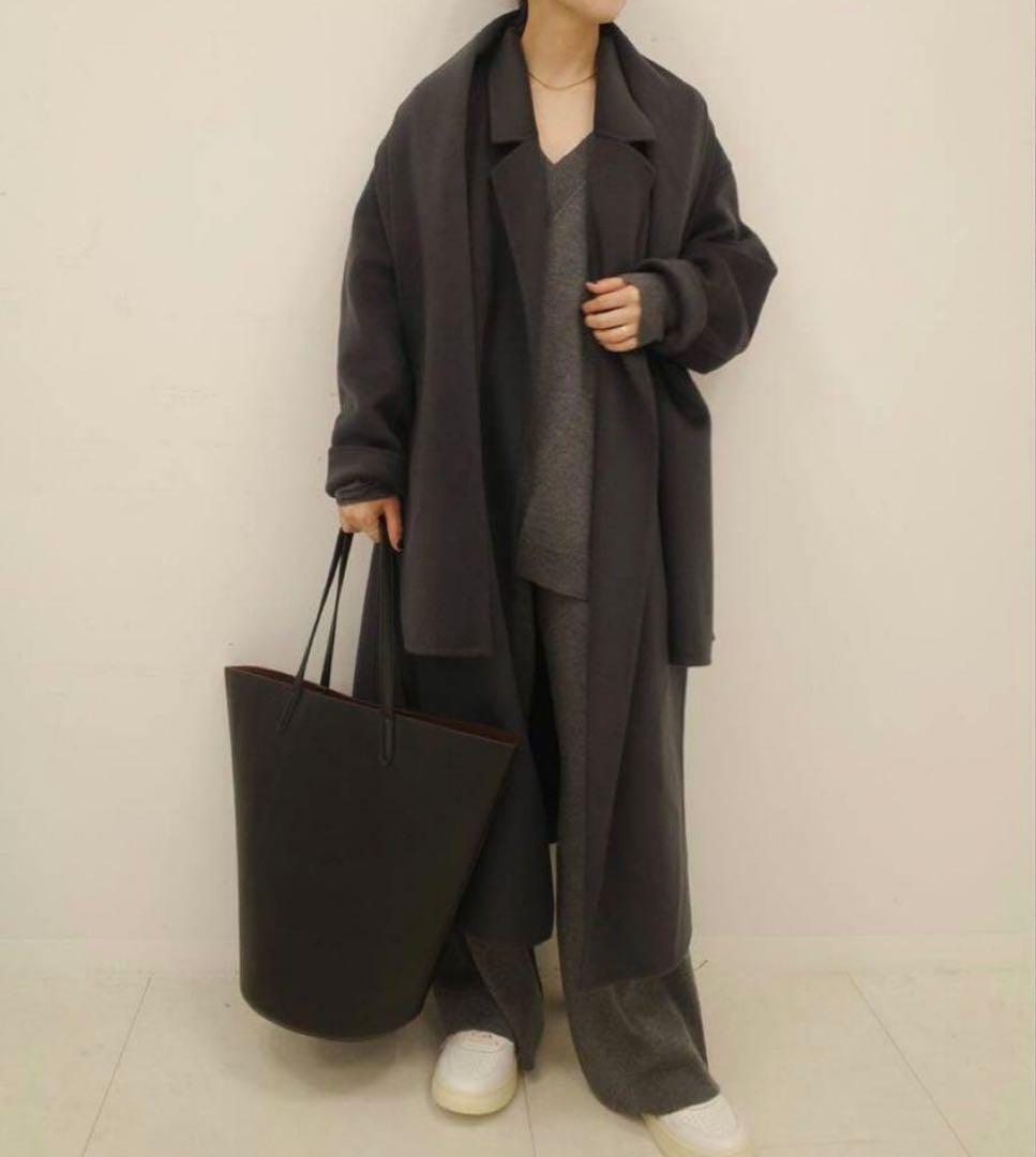 Plage♡ハミルトンコート_ストール付き_グレー