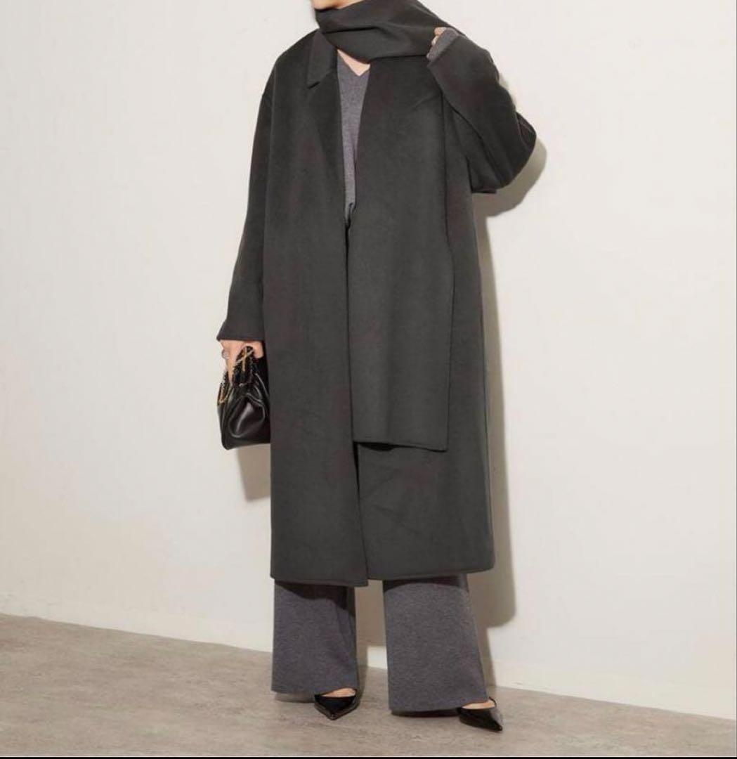 Plage♡ハミルトンコート_ストール付き_グレー