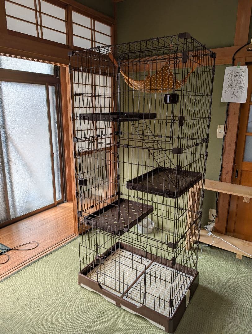 猫ケージ3段　キャットケージ　ブラウン　茶色