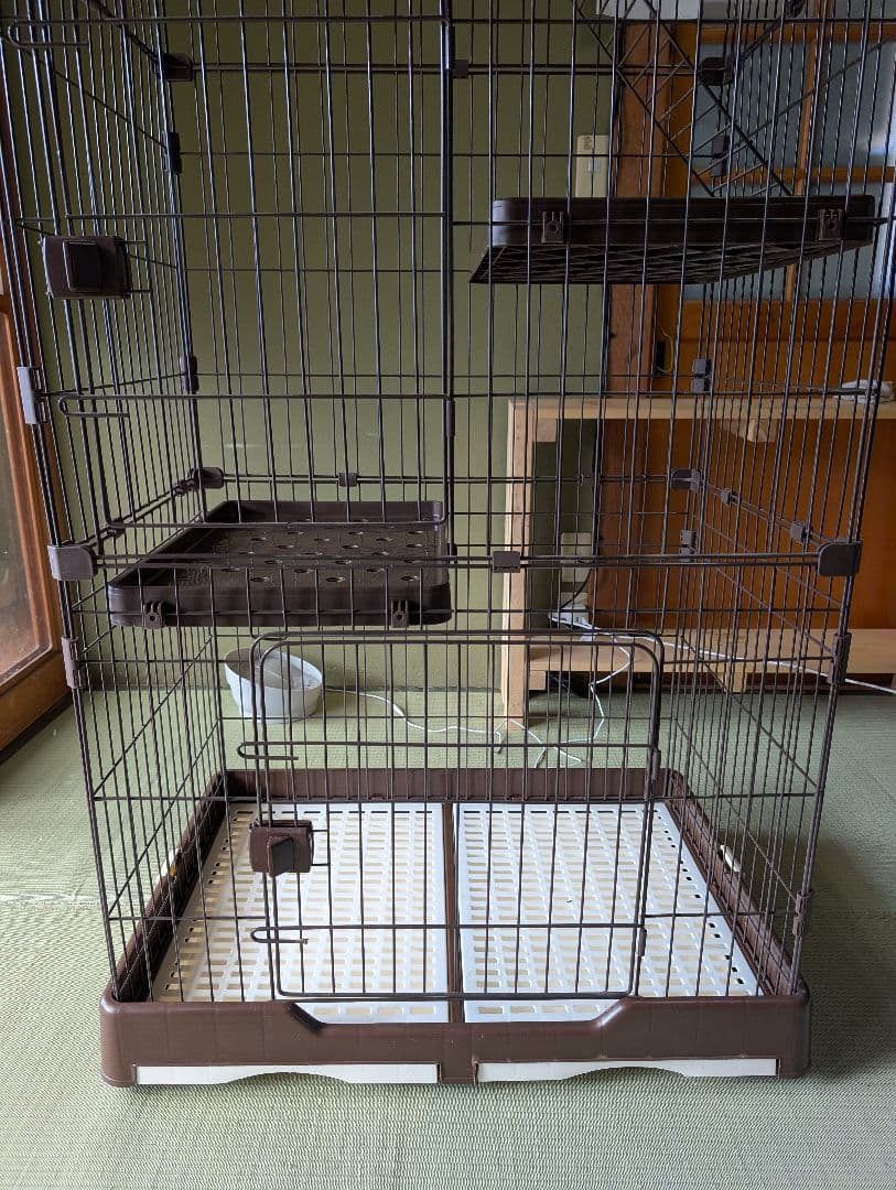 猫ケージ3段　キャットケージ　ブラウン　茶色
