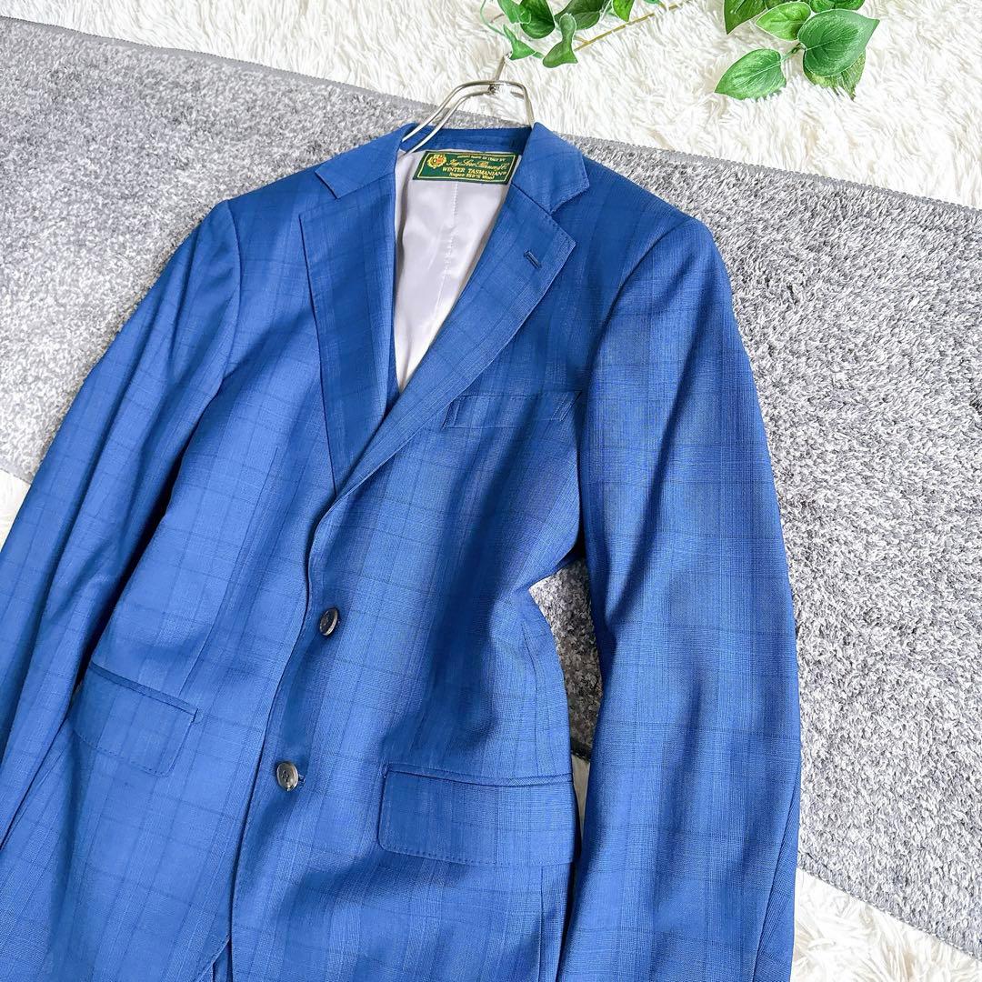 最高級　ロロピアーナ社製　3ピース　セットアップ　スーツ　チェック柄　ネイビー