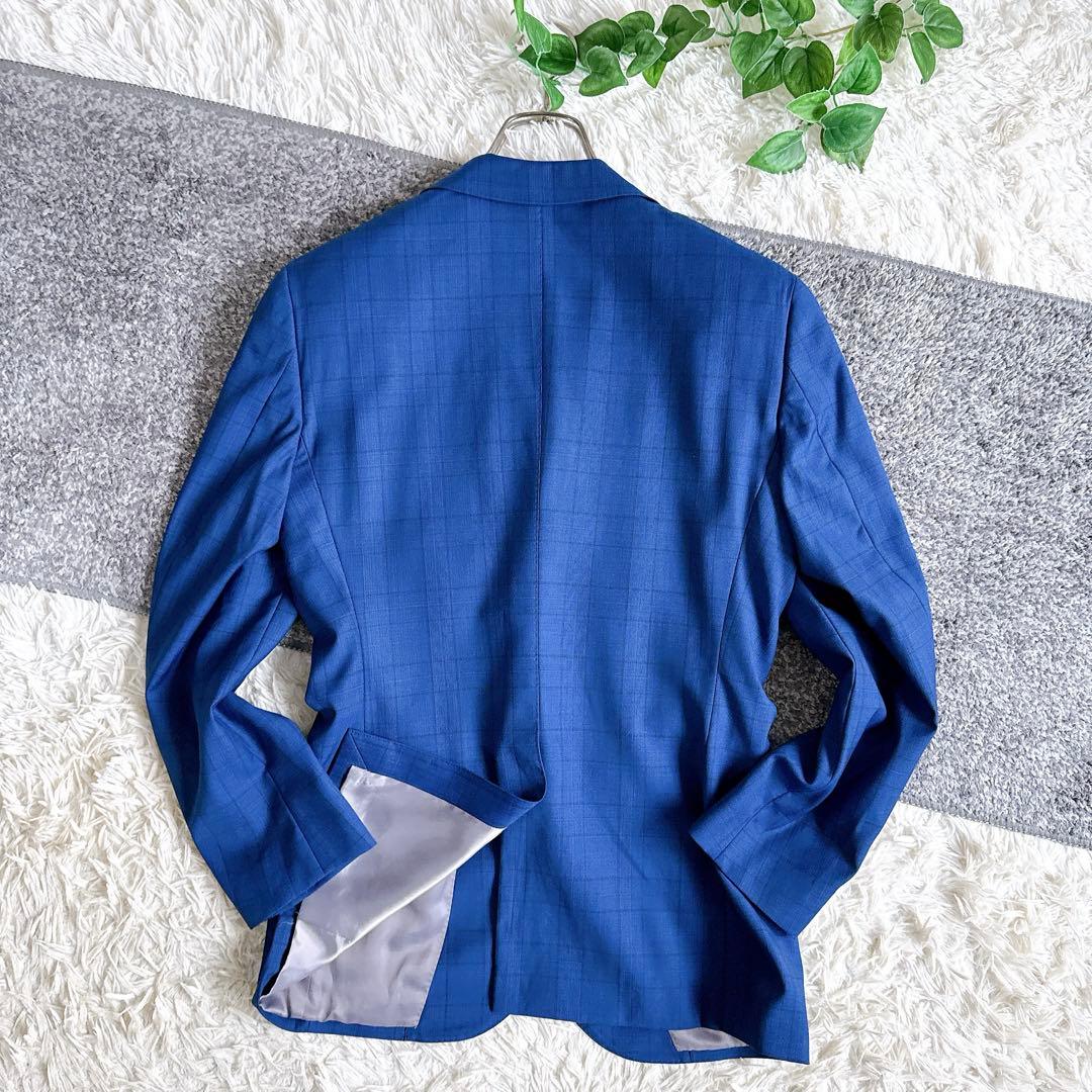 最高級　ロロピアーナ社製　3ピース　セットアップ　スーツ　チェック柄　ネイビー