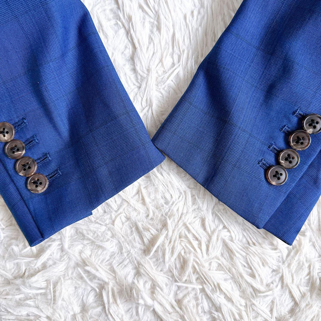 最高級　ロロピアーナ社製　3ピース　セットアップ　スーツ　チェック柄　ネイビー