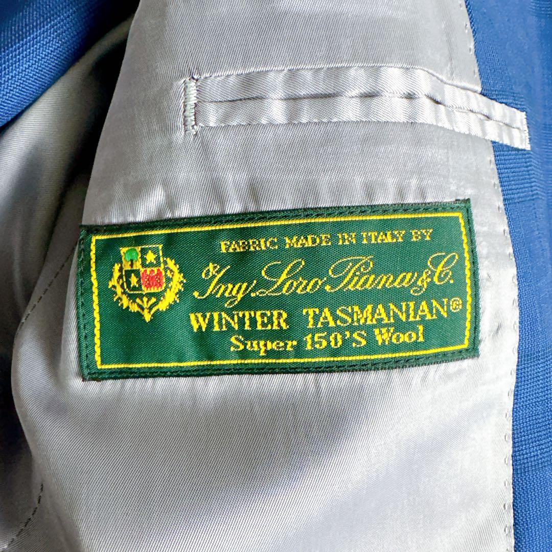 最高級　ロロピアーナ社製　3ピース　セットアップ　スーツ　チェック柄　ネイビー