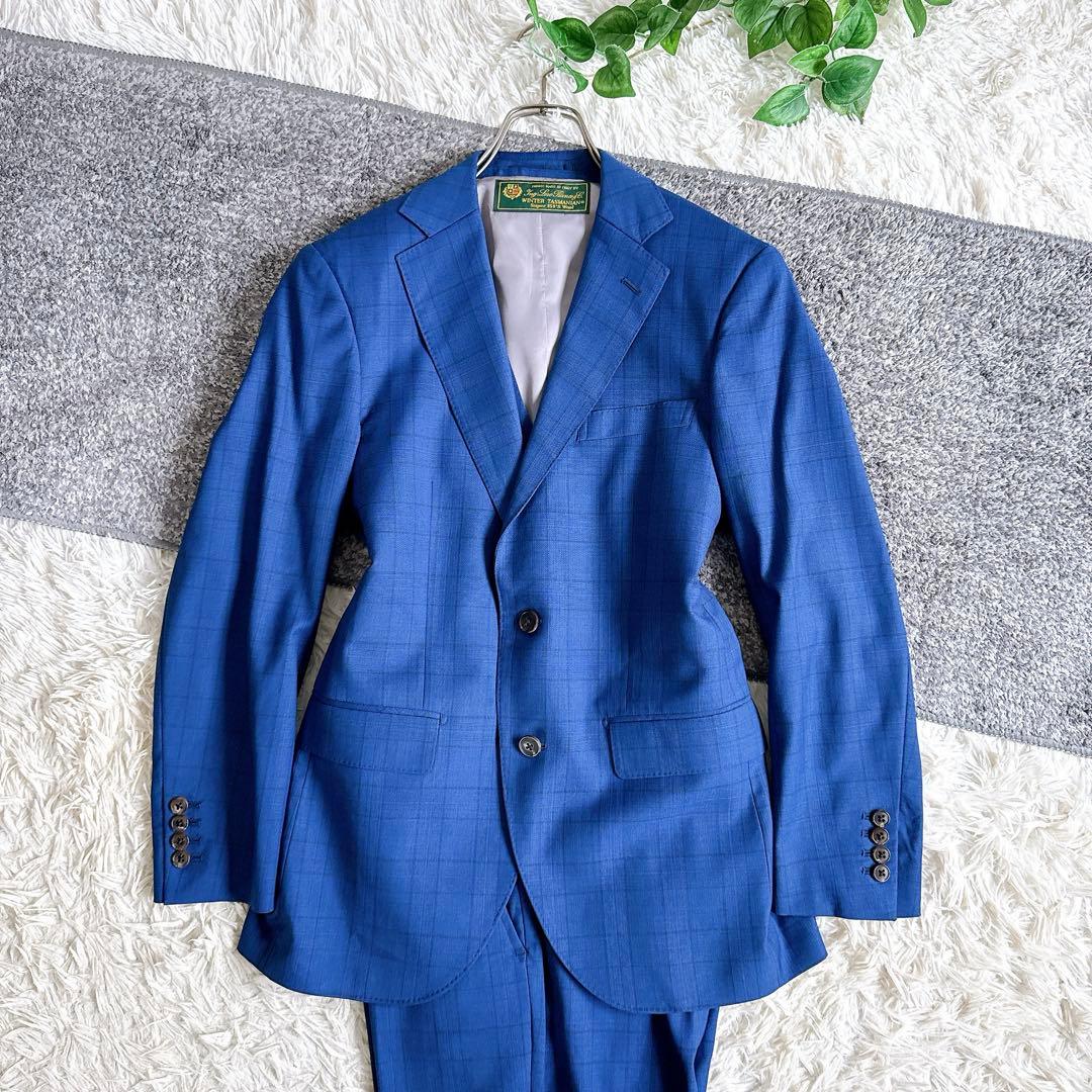 最高級　ロロピアーナ社製　3ピース　セットアップ　スーツ　チェック柄　ネイビー