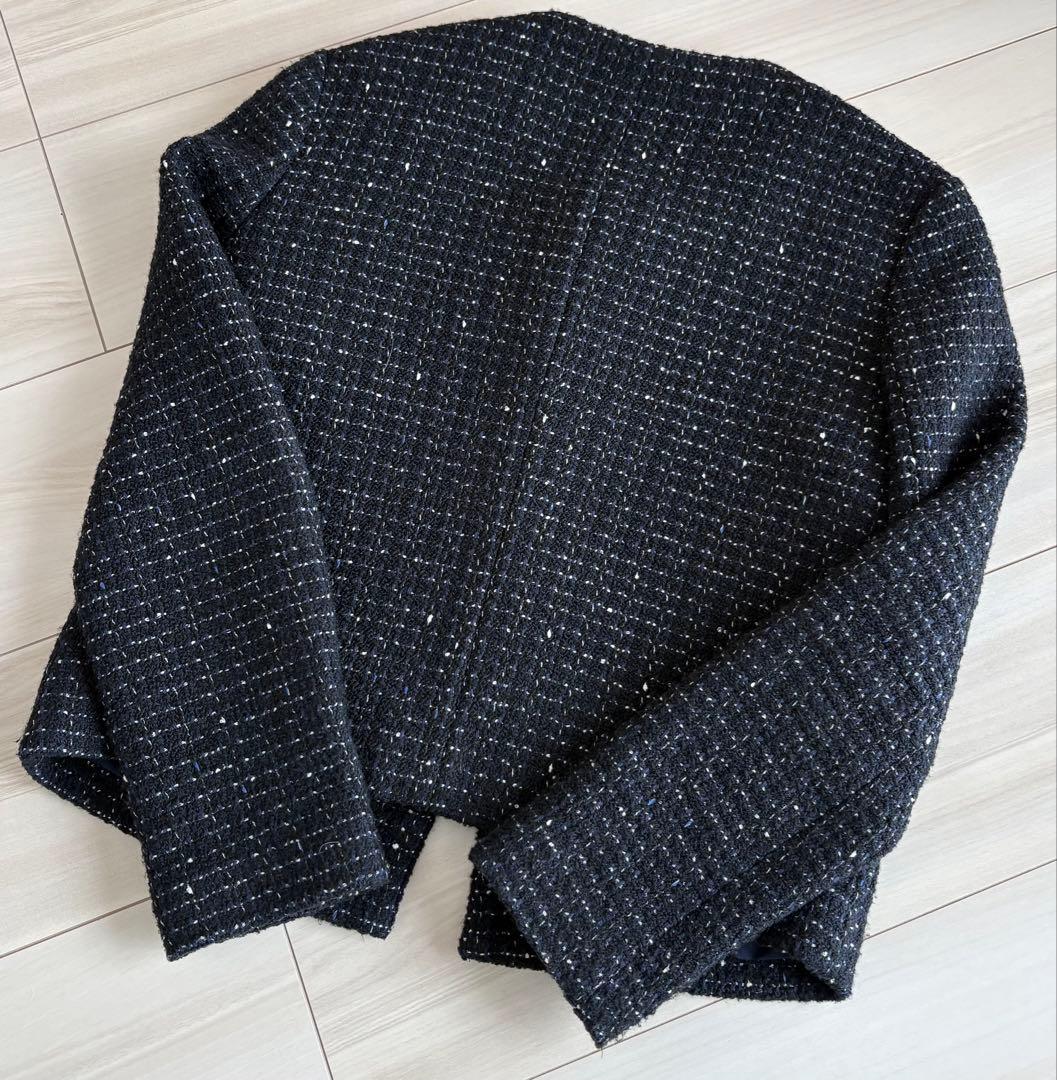 セオリーリュクス theoryluxe ジャケット ノーカラネイビー ツイード