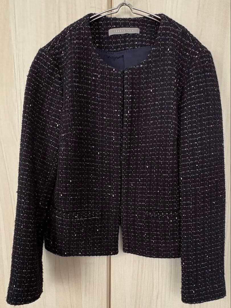 セオリーリュクス theoryluxe ジャケット ノーカラネイビー ツイード