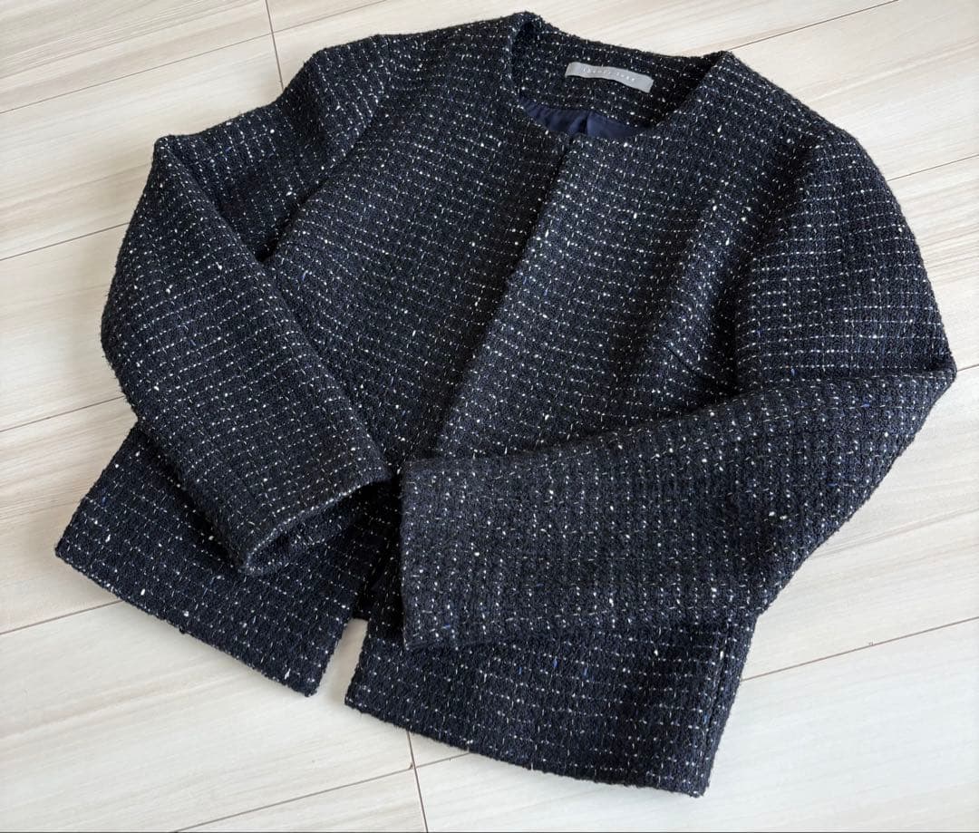 セオリーリュクス theoryluxe ジャケット ノーカラネイビー ツイード
