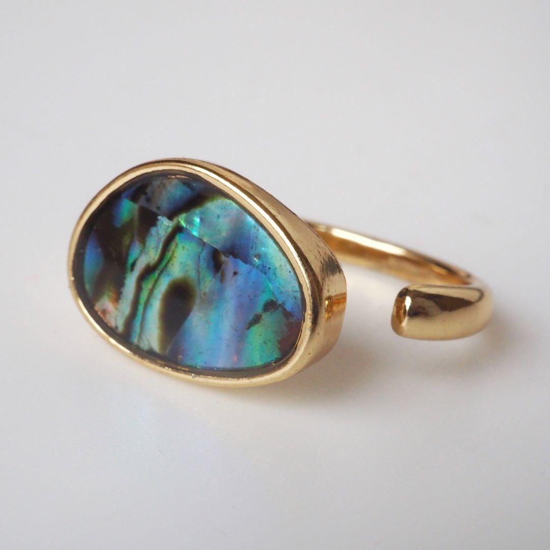 【ひなママ】天然アバロンシェルのデザインフリーサイズリング