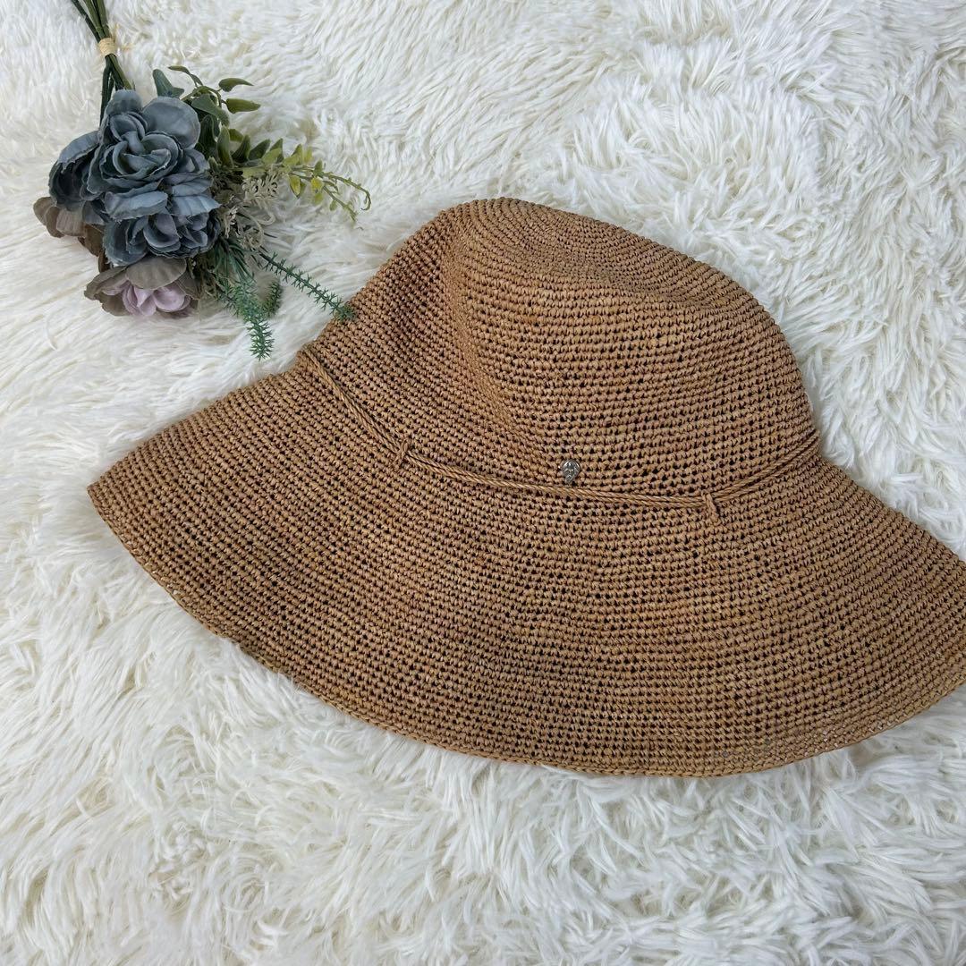 美品★ヘレンカミンスキー ハット ライトブラウン ストローハット a