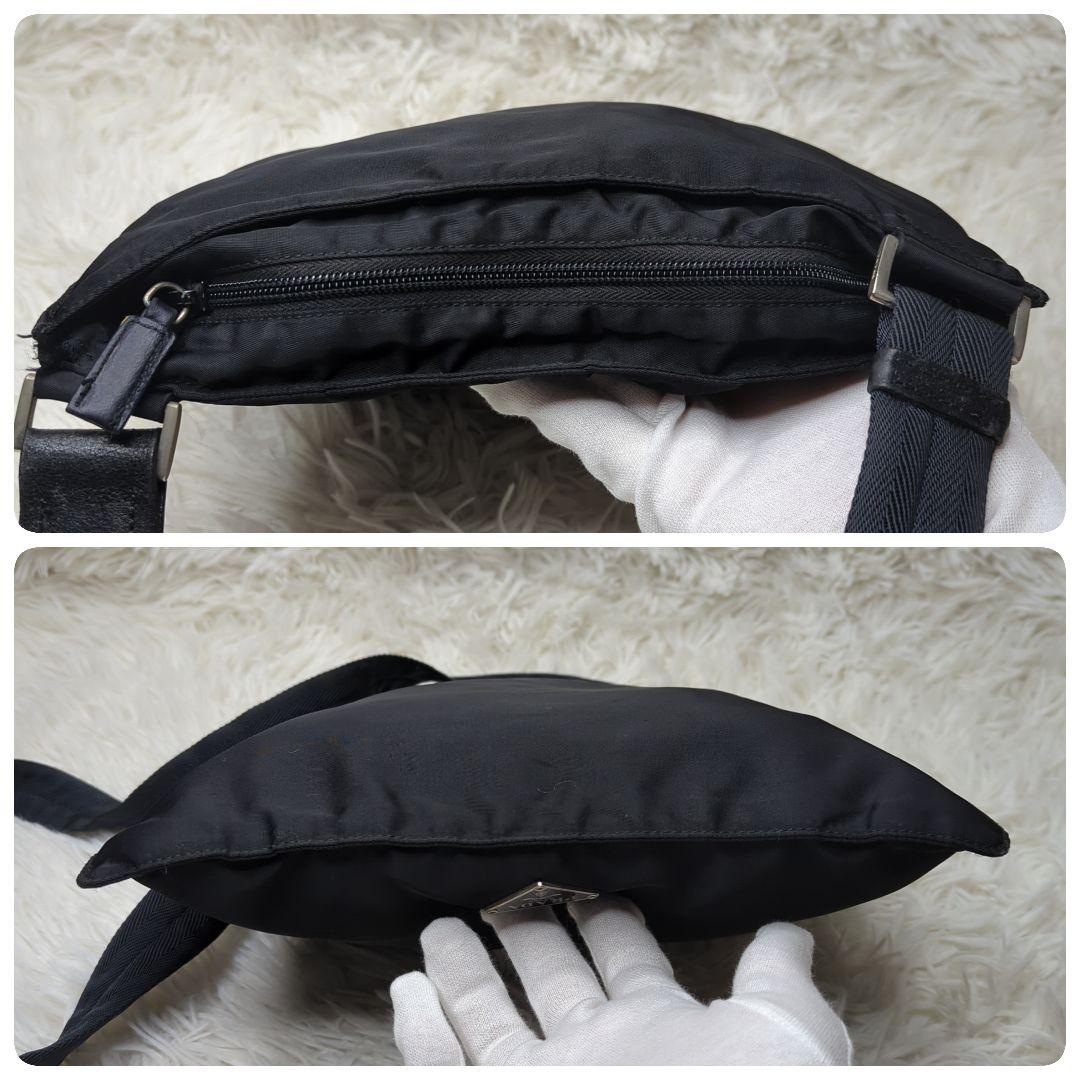 I*O様 美品✨プラダ サコッシュ ナイロン 黒 三角ロゴ シルバー金具 ロゴプ