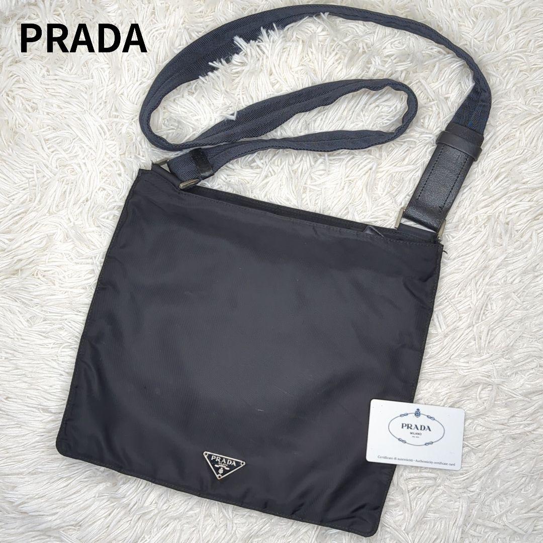 I*O様 美品✨プラダ サコッシュ ナイロン 黒 三角ロゴ シルバー金具 ロゴプ