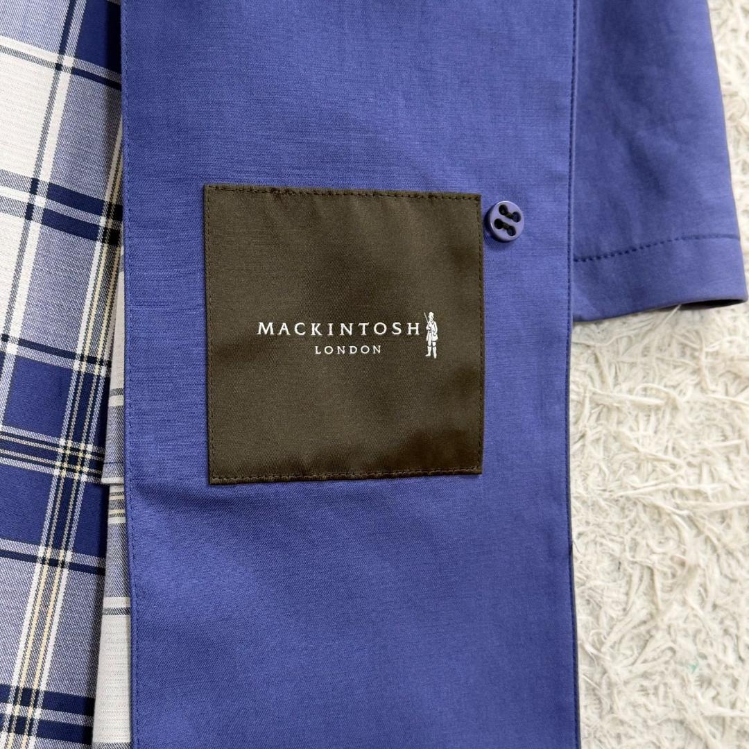 17245✨マッキントッシュロンドン 38 M ステンカラーコート チェック 青