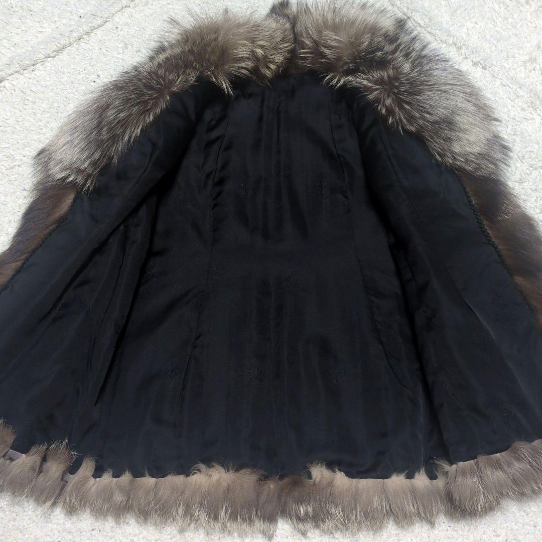 値下げ中2-25【高級毛皮】シルバーフォックスファーコート　サイズ11