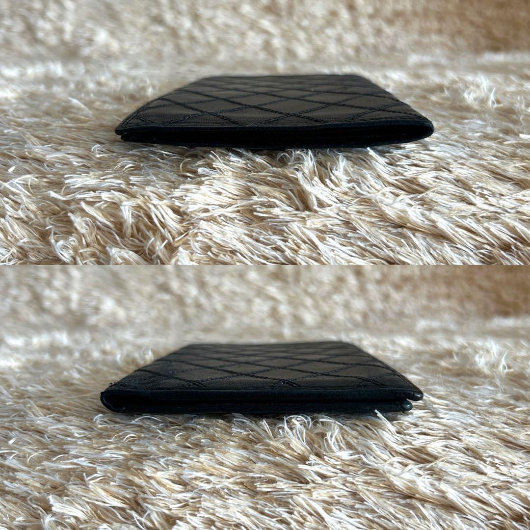 美品✨ シャネル マトラッセ ビコローレ ラムスキン 二つ折り長財布 ブラック