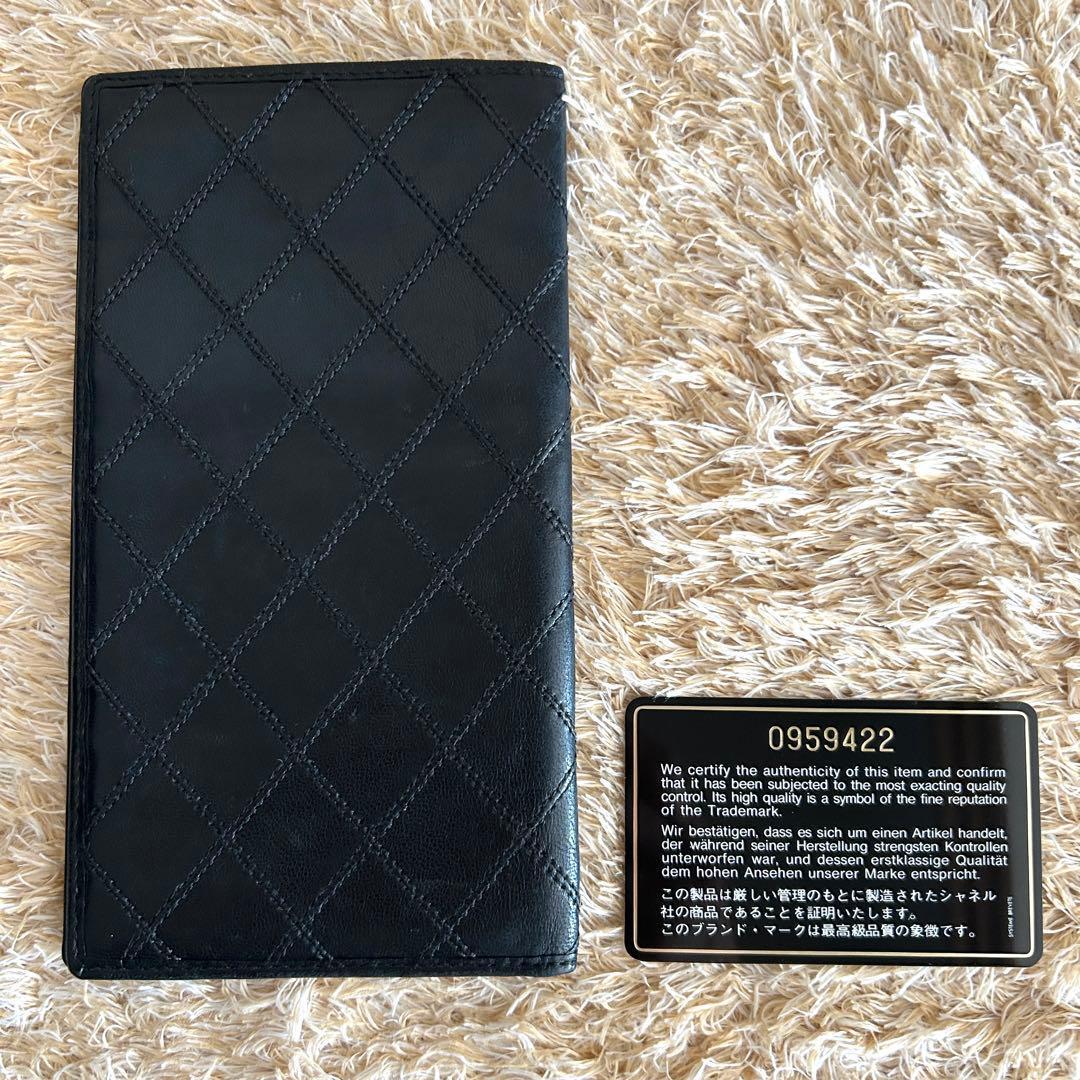 美品✨ シャネル マトラッセ ビコローレ ラムスキン 二つ折り長財布 ブラック