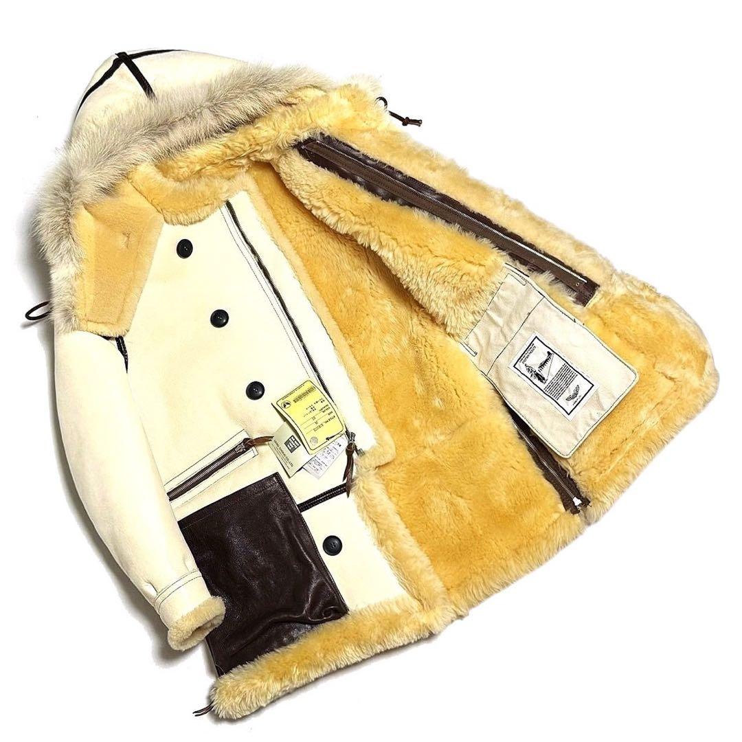 新品 39.6万 AVIREX B-7 羊革 ムートン アラスカコート 36