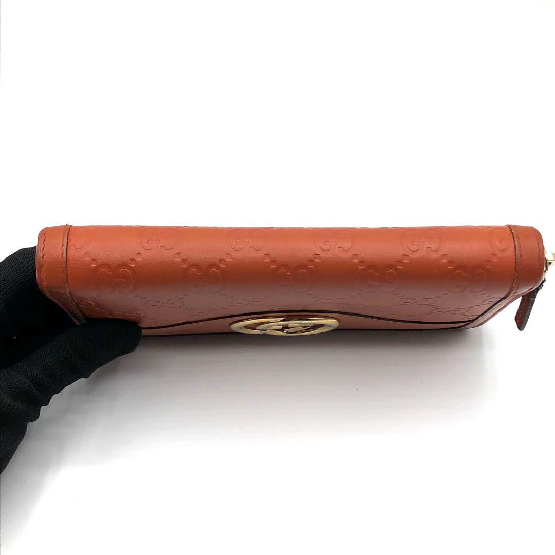 グッチ GG シマ インターロッキング 長財布 ラウンドジップ レザー