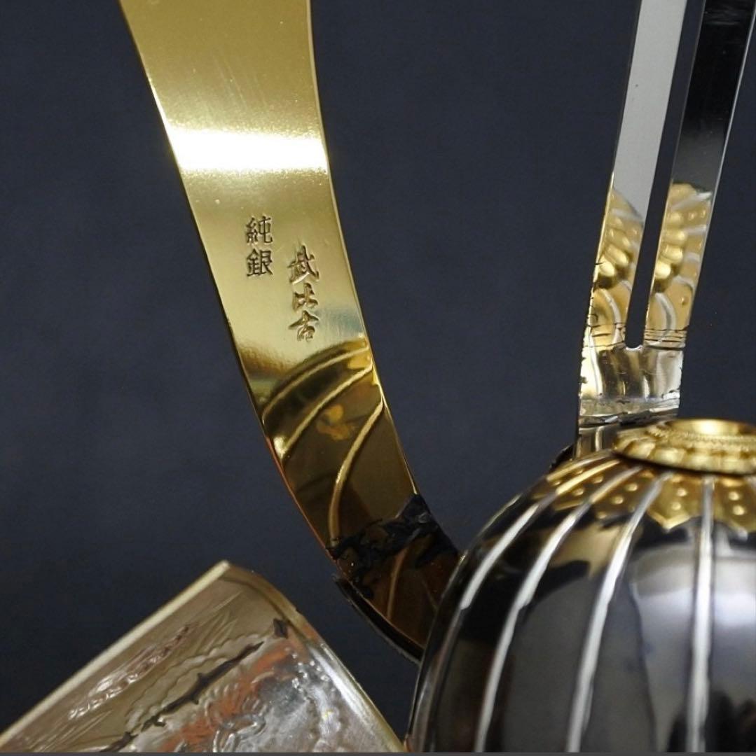 純銀　関工芸　武比古　純銀製　兜 3号(剣付 )銀製　伝統工芸　置物