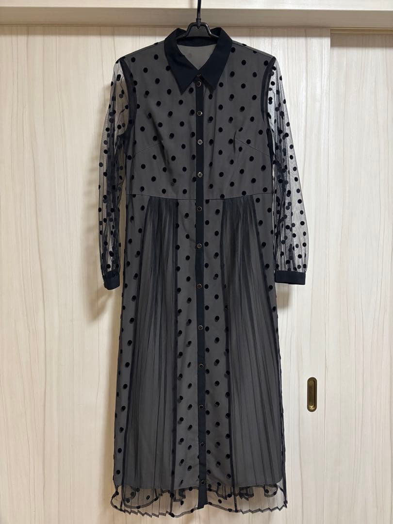 グレースコンチネンタル　プリーツドッキングワンピース　ブラック　ダイアグラム