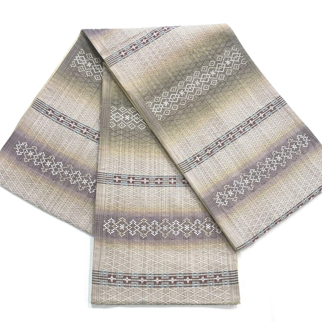 専用帯6194 ●高級 正絹 真綿バンブー和紙織 花織 六通 袋帯