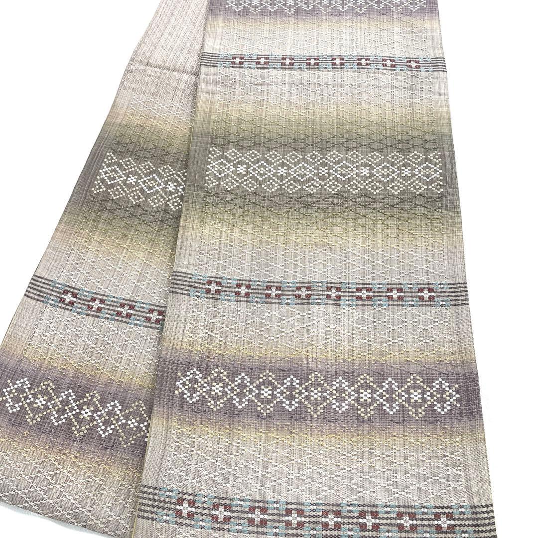 専用帯6194 ●高級 正絹 真綿バンブー和紙織 花織 六通 袋帯